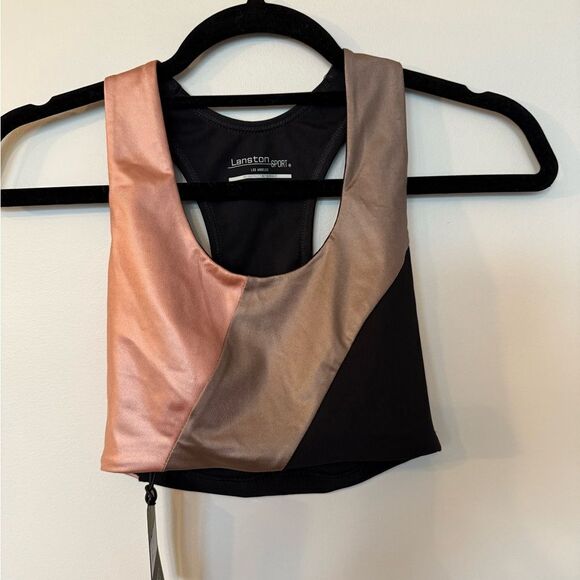 LANSTON SPORT Finn Colorblocked Sports Bra In Black Size Small - Picture 4 of 7